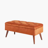 Pelagia Tobacco Velvet Buttoned Bench with Storage