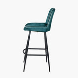 Angelo Prussian Blue Leather and Iron Retro Bar Stool