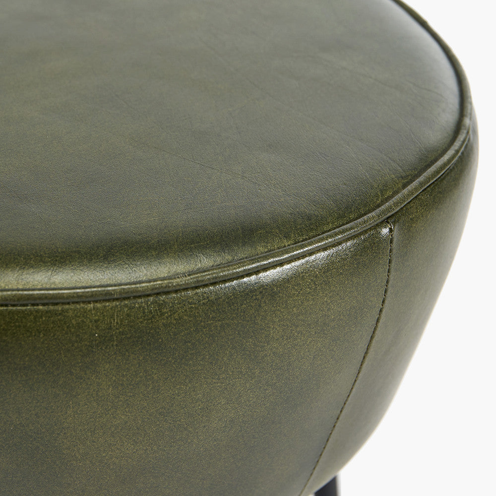 Donato Sage Green Leather and Iron Stool