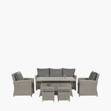 Slate Grey Barbados 3 Seater Lounge Set with Ceramic Top and Fire Pit