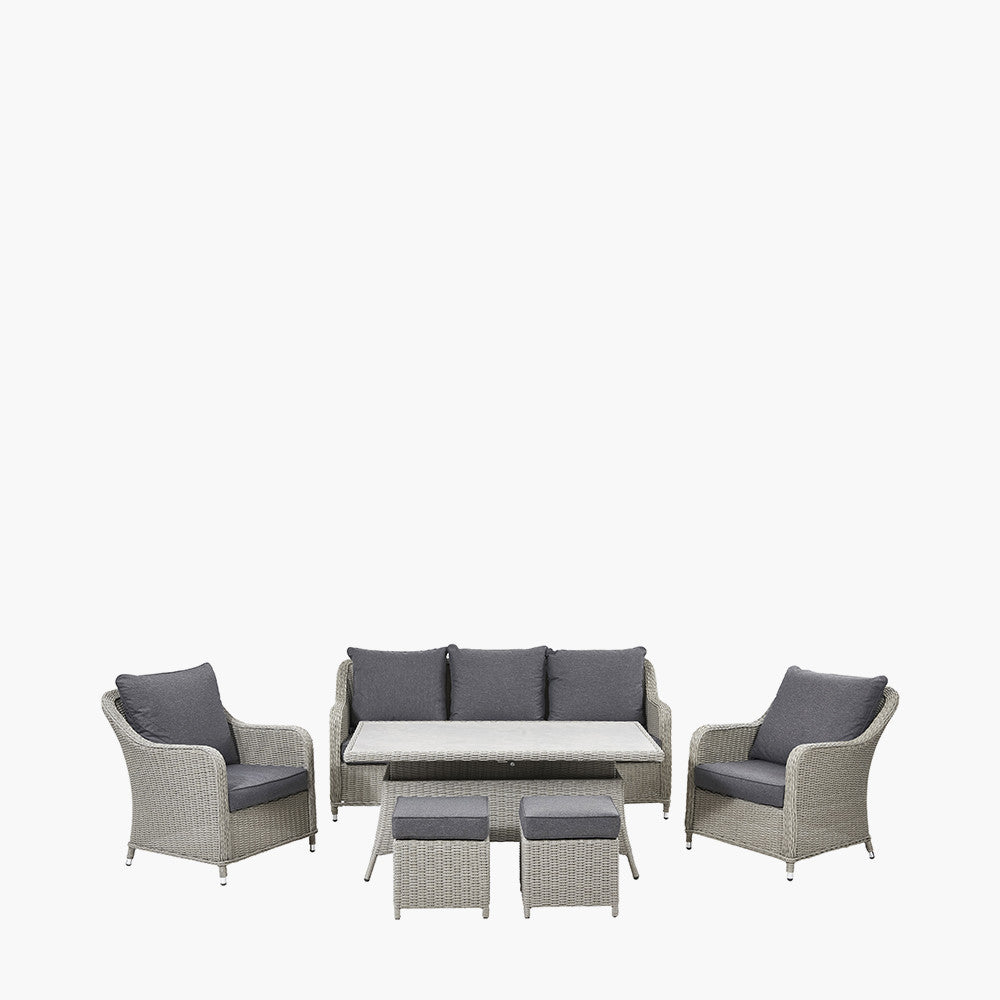 Antigua Lounge Set with Ceramic Top in Stone Grey
