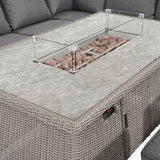 Slate Grey Barbados Corner Set Long Right with Ceramic Top and Fire Pit