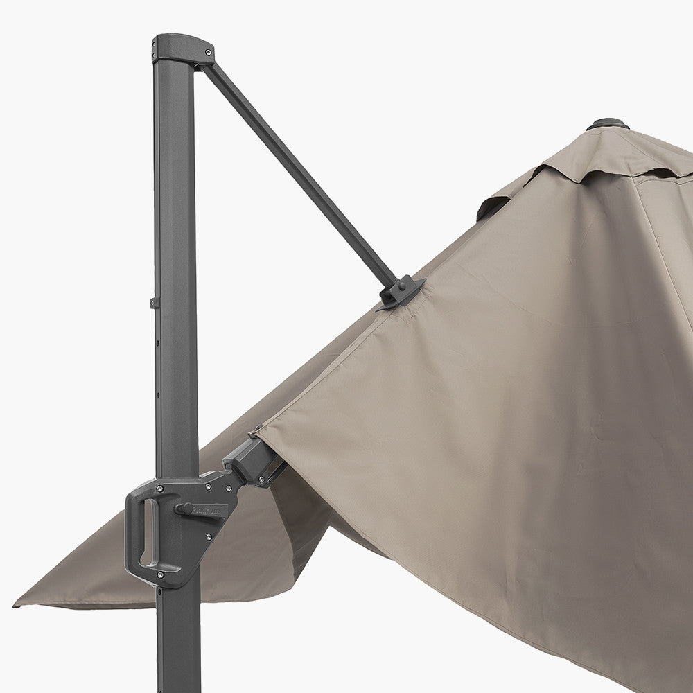 Challenger T2 3.5 x 2.6m Oblong Taupe Free Arm Parasol
