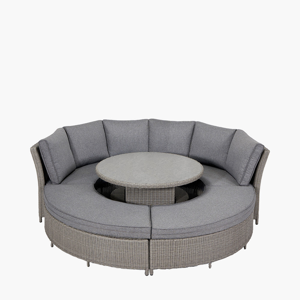 Bermuda Daybed Dining Set with Ceramic Top in Slate Grey