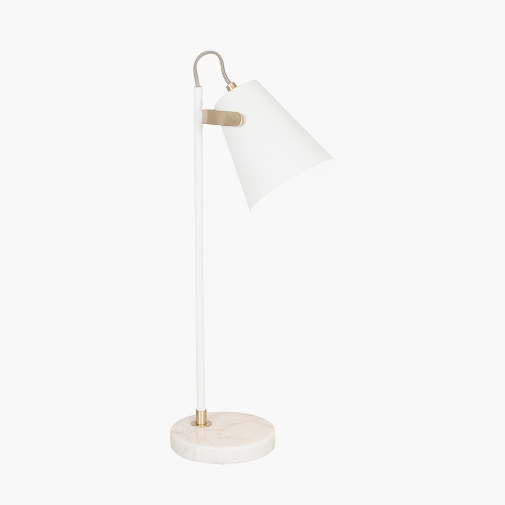 Theia White and Brushed Brass Task Table Lamp