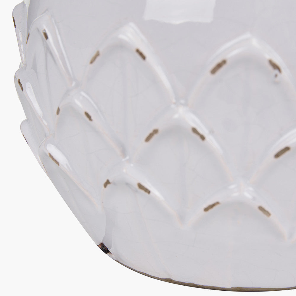 Willow White Leaf Detail Smal Stoneware Table Lamp