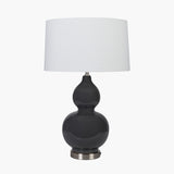 Gatsby Grey Ceramic Table Lamp With Brushed Silver Metal Detail