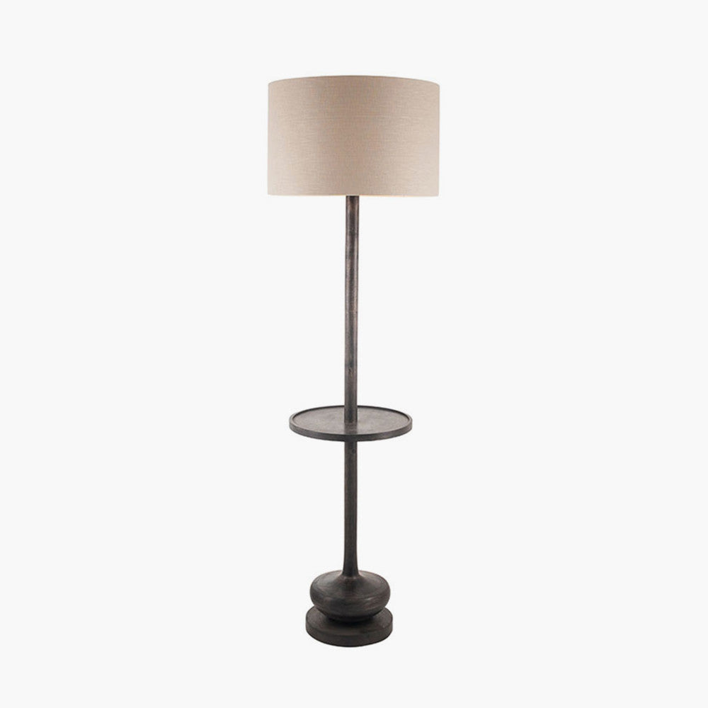 Hemi Dark Wash Wood Floor Lamp with Table