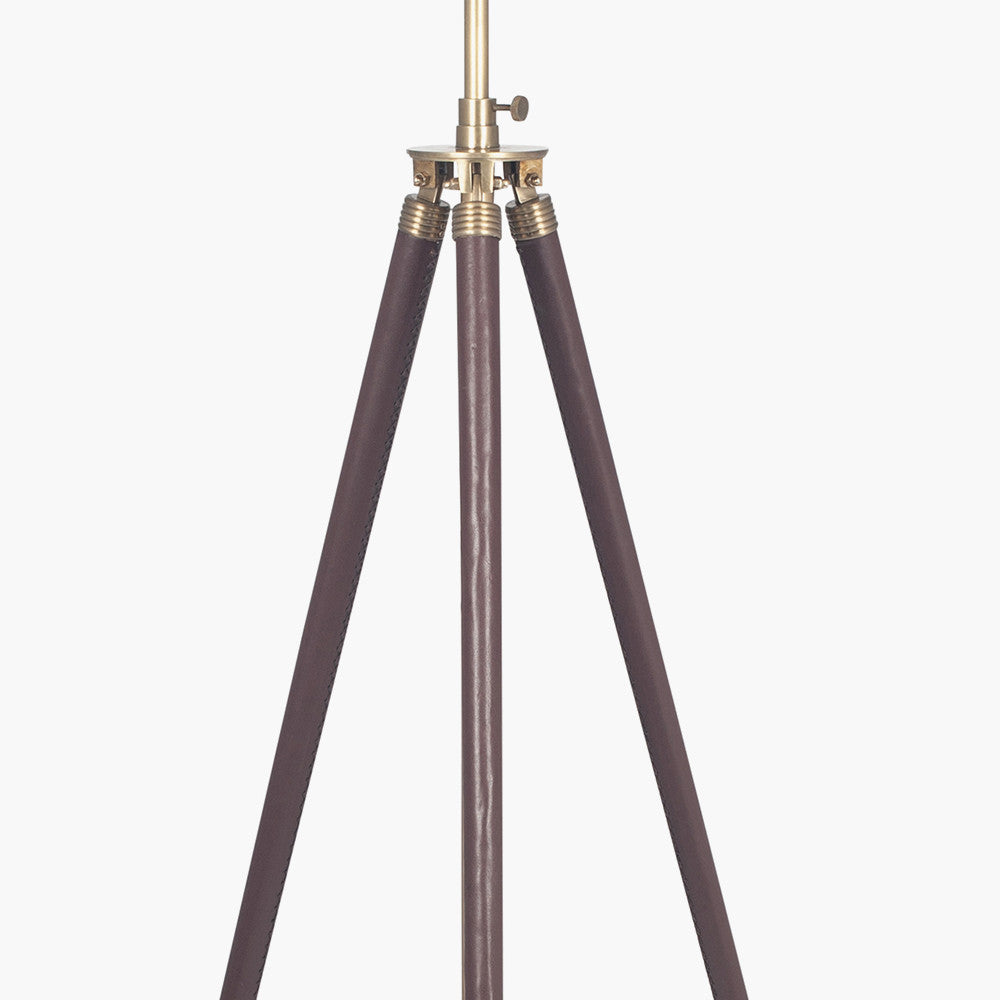 Ledbury Tan Leather and Antique Brass Tripod Floor Lamp