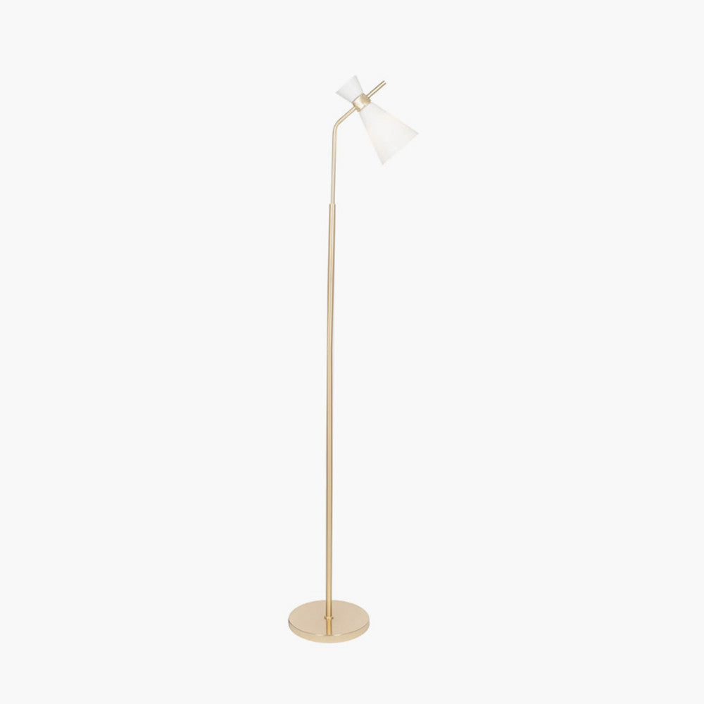 Monroe White Glass and Gold Metal Waisted Floor Lamp