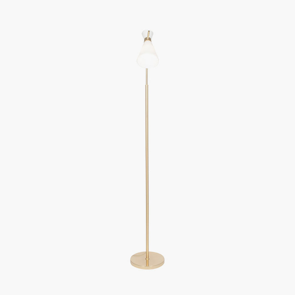 Monroe White Glass and Gold Metal Waisted Floor Lamp