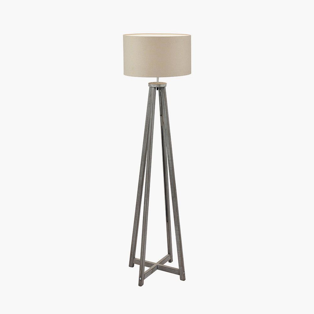 Whitby Grey Wash Wood Tapered 4 Post Floor Lamp