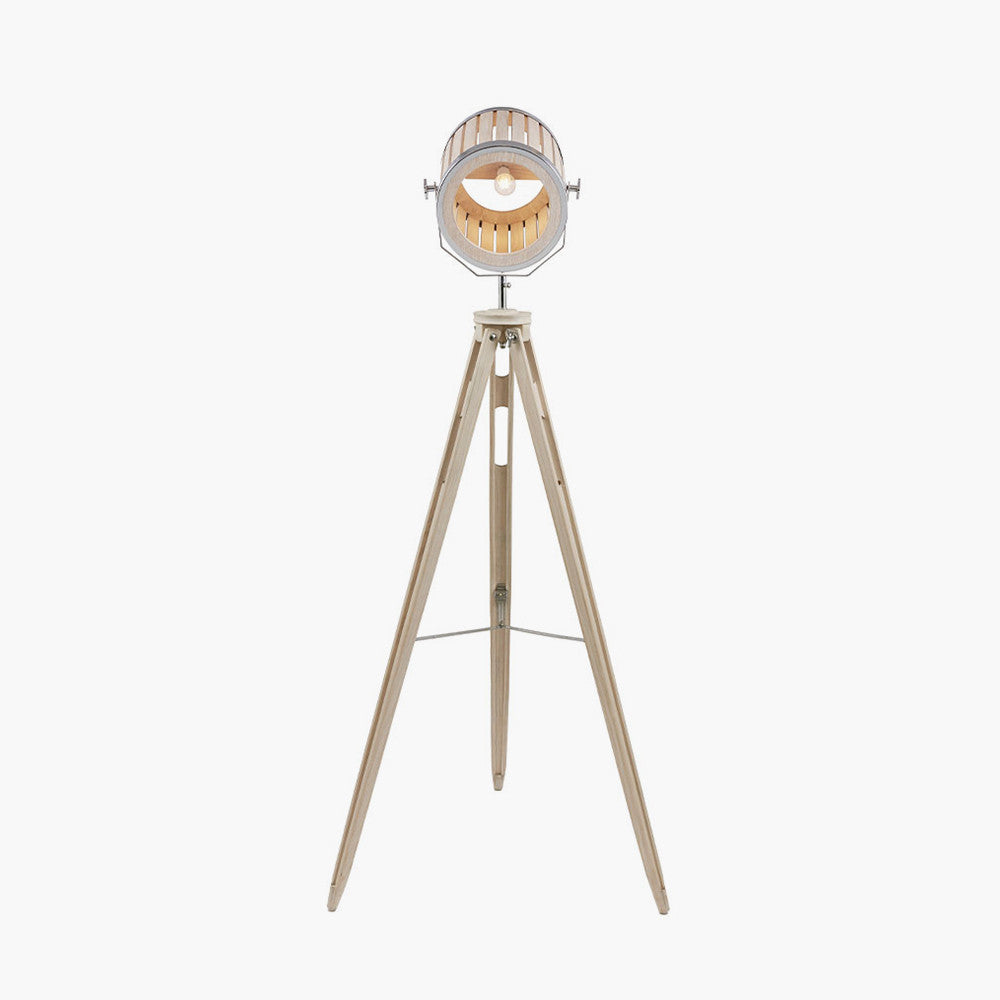 Staithes Natural and Silver Marine Tripod Floor Lamp