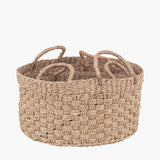 S/3 Woven Natural Seagrass Round Handled Baskets
