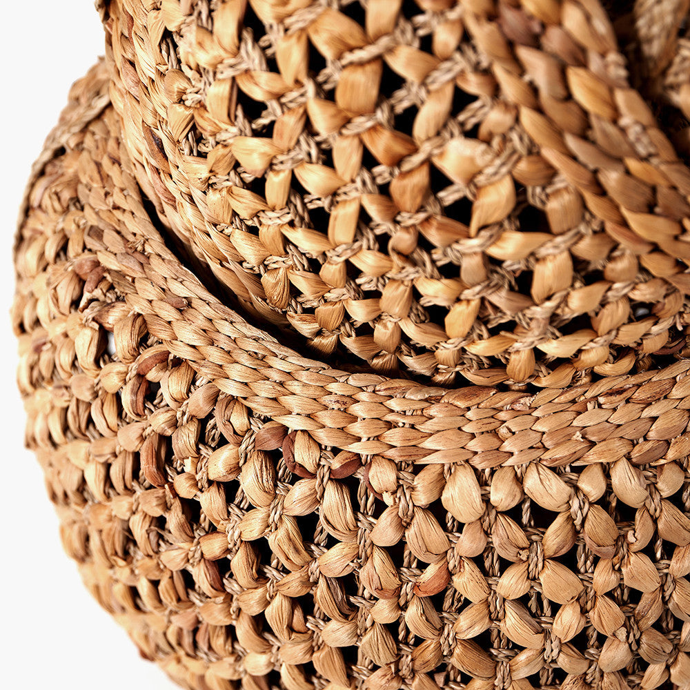 S/3 Woven Water Hyacinth Handled Round Baskets