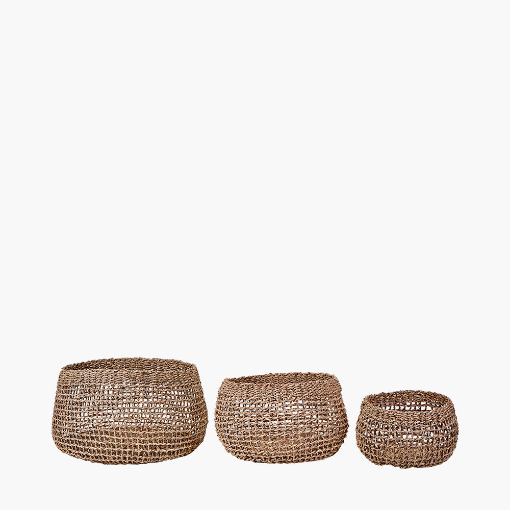 S/3 Open Weave Seagrass Round Baskets