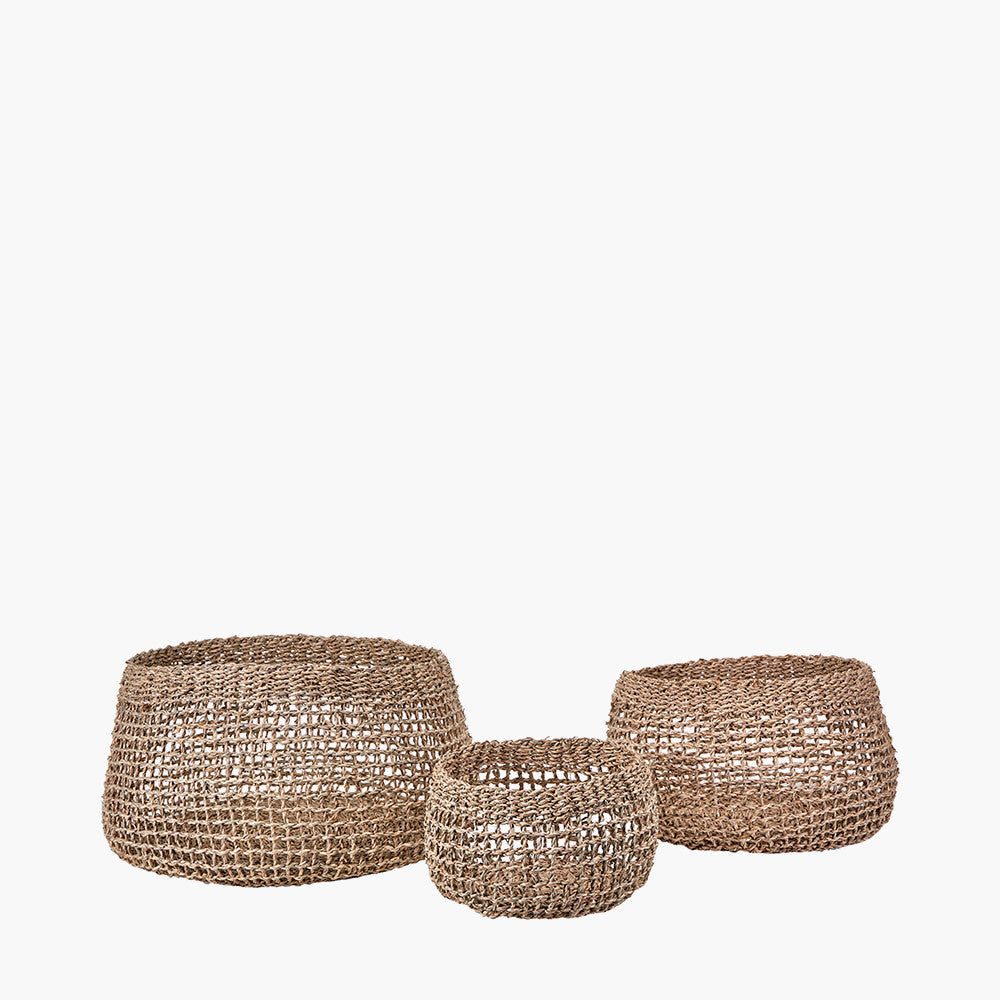 S/3 Open Weave Seagrass Round Baskets