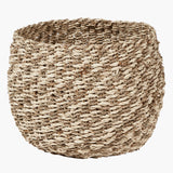 S/3 Woven 2-Tone Natural Seagrass and Palm Leaf Plaited Round Baskets