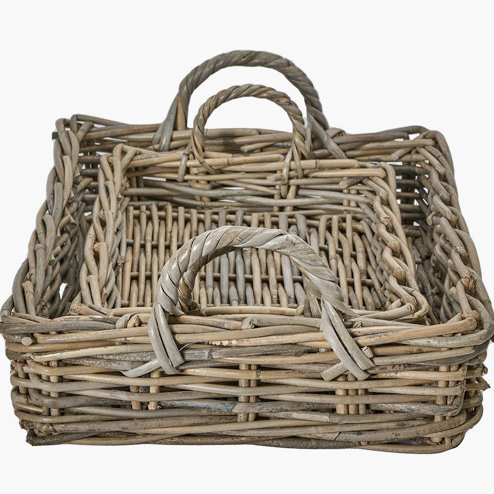 S/2 Grey Kubu Tray Baskets