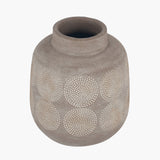 Aztec Stone Grey Embossed Stoneware Vase