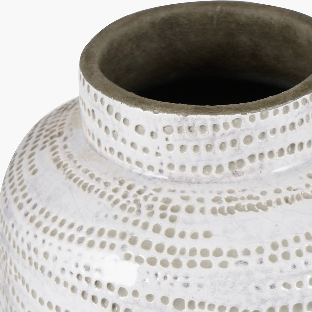 Alina White Dot Design Small Stoneware Vase