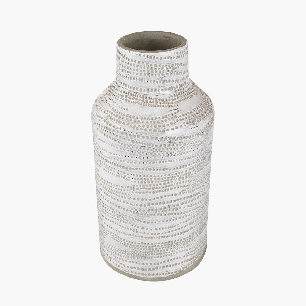 Alina White Dot Design Stoneware Vase
