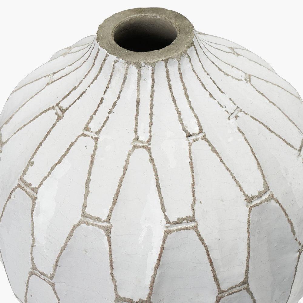 Gaudi White Stoneware Geometric Vase