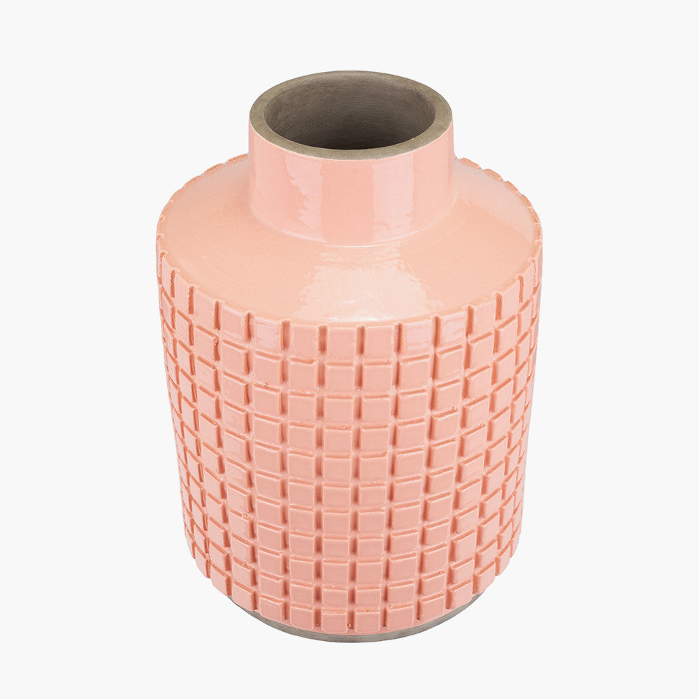 Malone Textured Apricot Square Design Stoneware Vase
