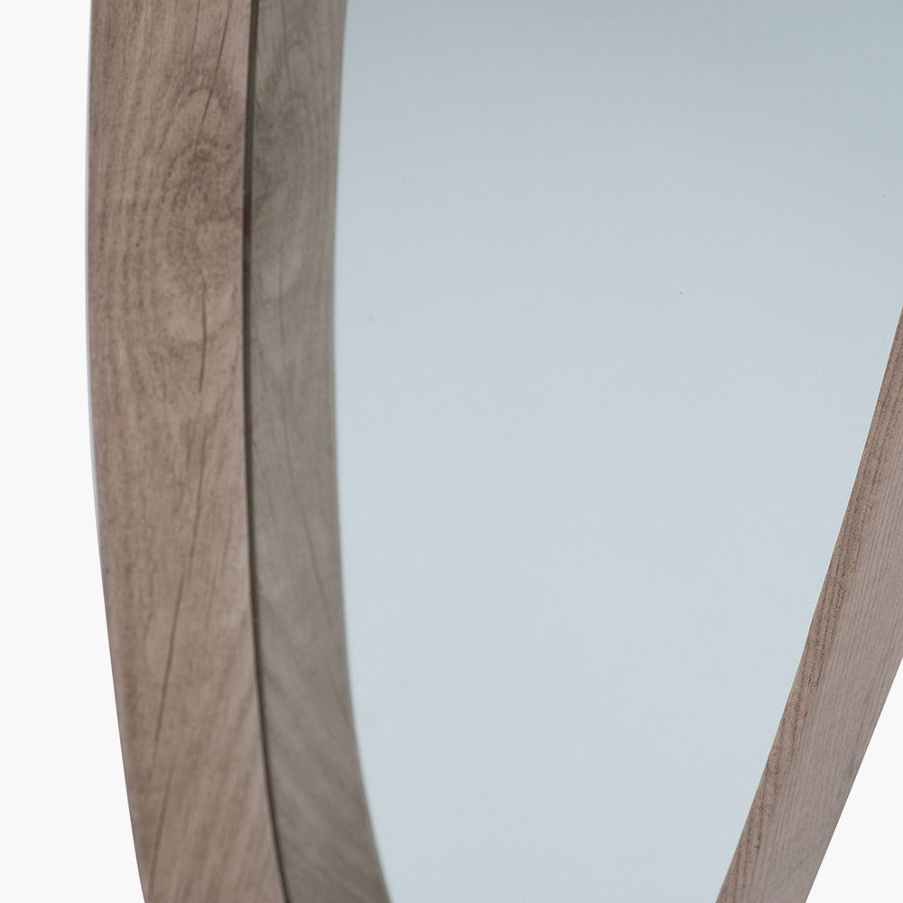 Natural Wood Veneer Teardrop Shaped Mirror