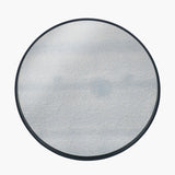 Matt Black Wood Veneer Round Mirror w/Foxed Glass