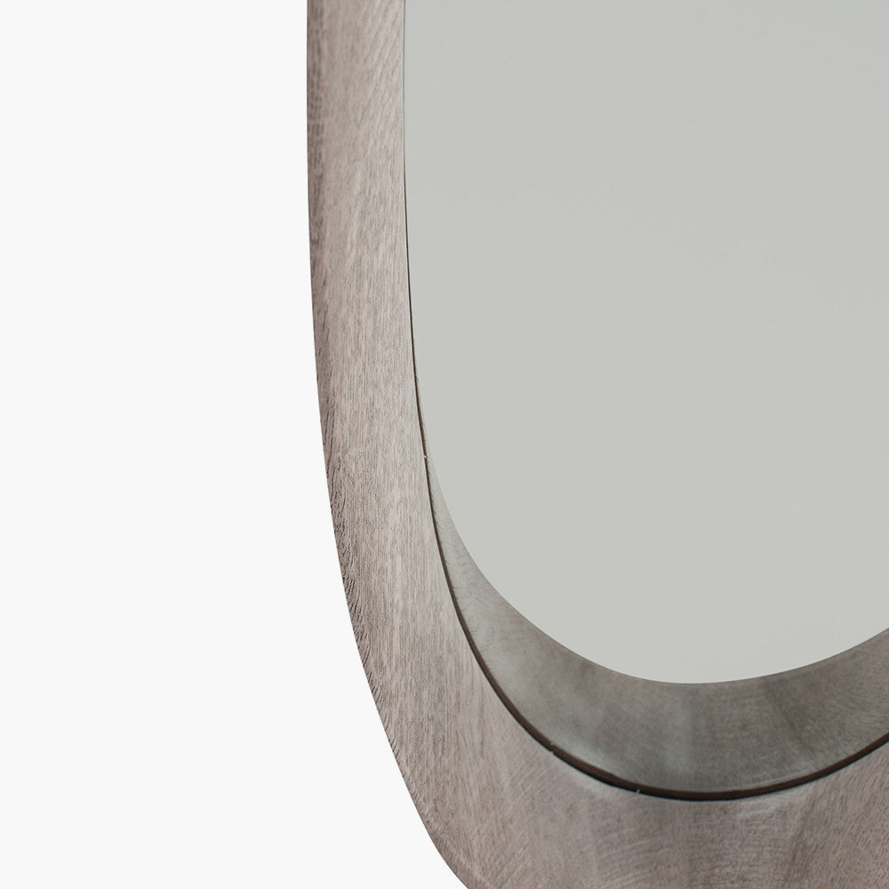 Grey Oak Wood Veneer Teardrop Wall Mirror