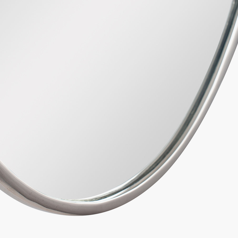 Silver Metal Oval Wall Mirror