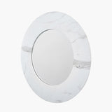 White Marble Veneer Round Wall Mirror