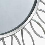 Silver Metal Petal Design Round Wall Mirror