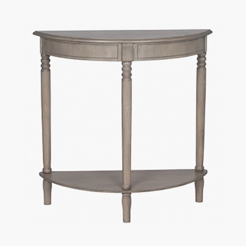 Heritage Taupe Pine Wood Half Moon Console Table K/D