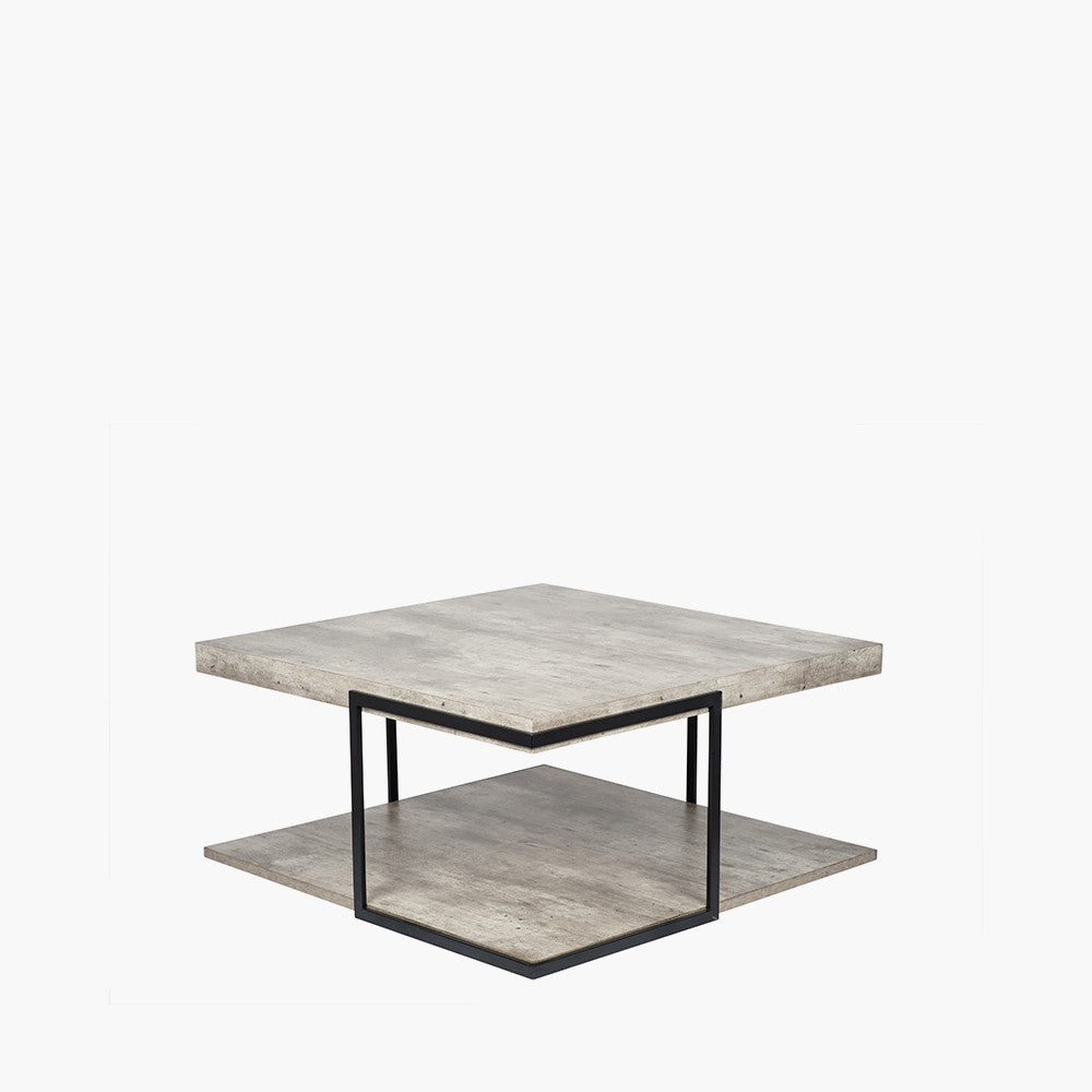 Jersey Concrete Effect MDF and Black Iron Coffee Table