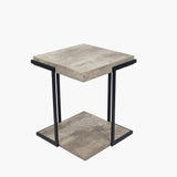 Jersey Concrete Effect MDF and Black Iron Side Table K/D