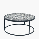 Safi Antique Black and Cream Wood and Iron Coffee Table