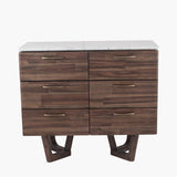 Lund Cool Brown Acacia Wood and Marble 6 Drawer Unit K/D