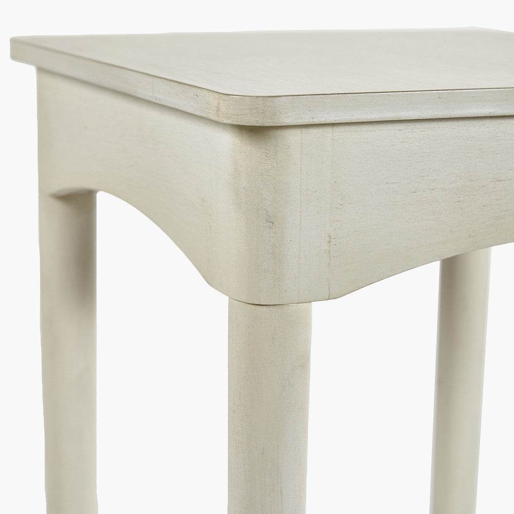 Naha Elizabeth White Pine Wood Square Occasional Table