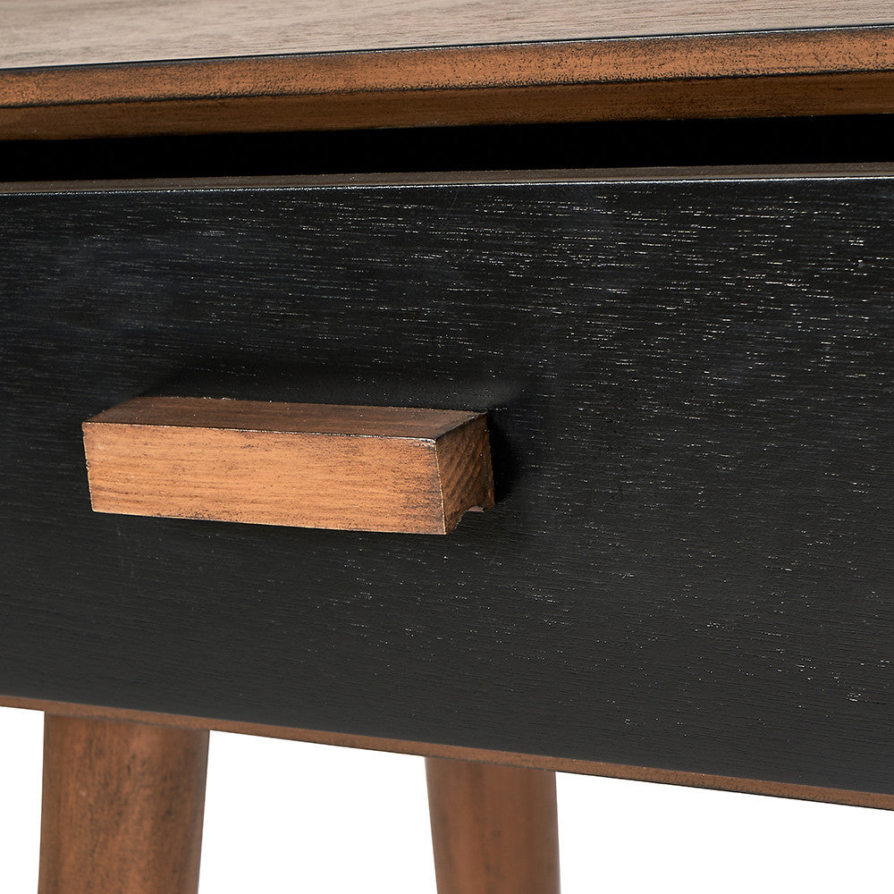 Klee Black Pine Wood 1 Drawer Side Table
