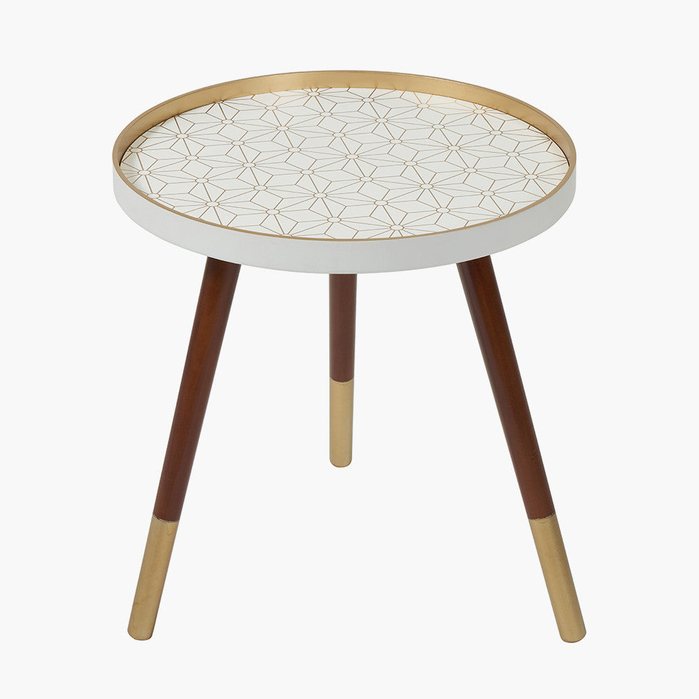 Peretti White and Gold Floral Design Table K/D