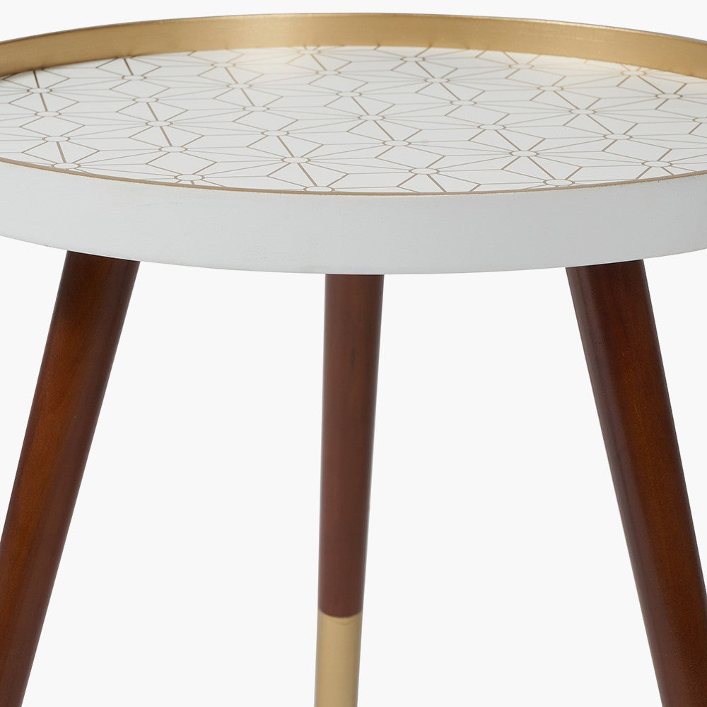 Peretti White and Gold Floral Design Table K/D