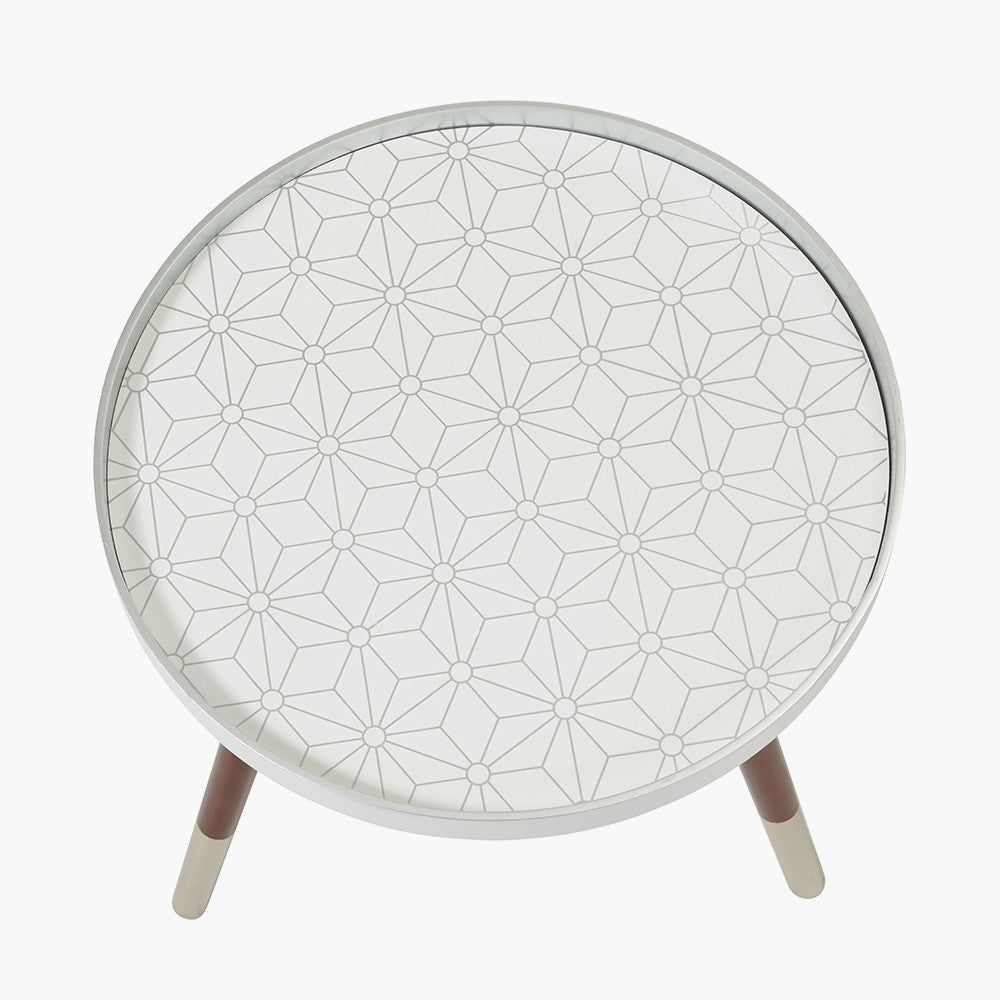 Peretti White and Silver Floral Design Table K/D