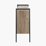 Osato Light Brown Wood Veneer and Black Metal 2 Door Sideboard