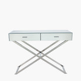 Rocco Silver Mirrored Glass and Metal Console Table