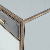 Brindisi Grey Velvet, Antique Metal and Mirror Sideboard